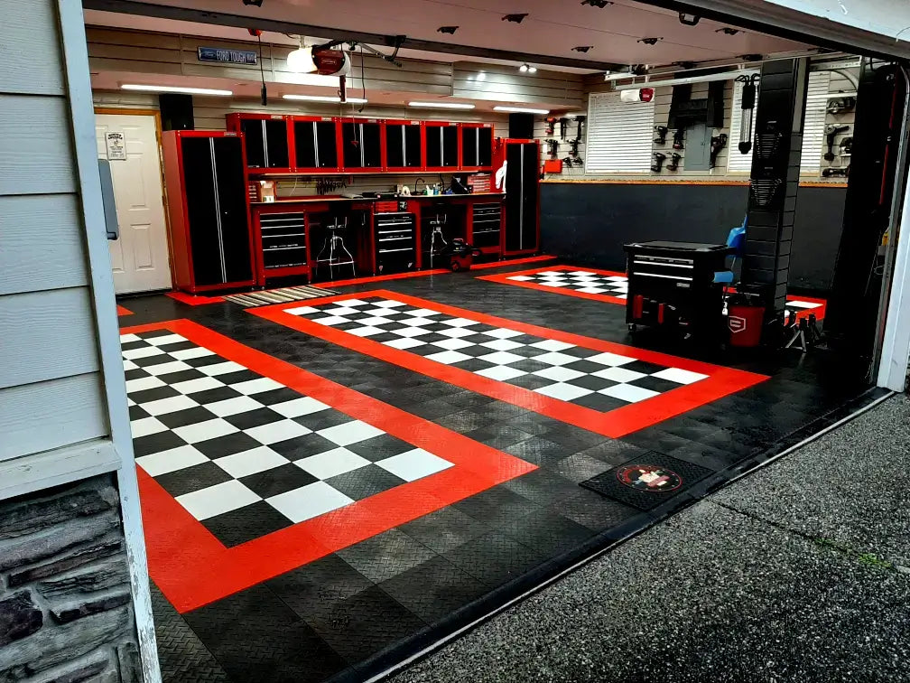 Dalle de garage clipsable en PVC 40x40 cm - Coloris ROUGE